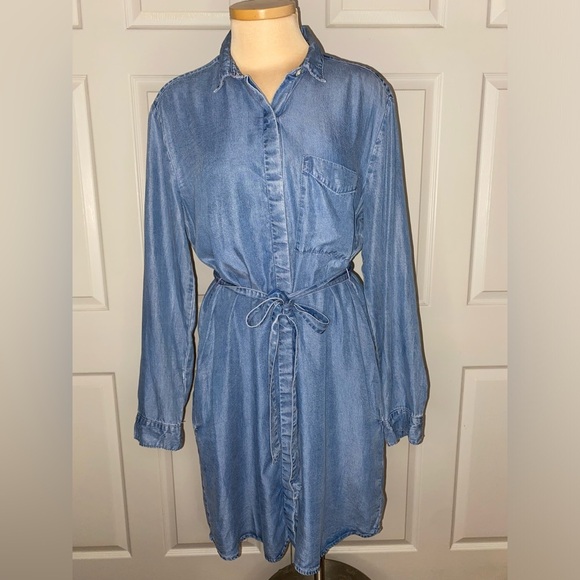 GAP Blue Denim Long Sleeve Jean Dress Size S Y2K Casual - Picture 7 of 7